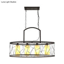 GobekUsa Classic Black Metal Rectangle Island Ceiling Light with 4 Hanging Lamps for Dining Room
