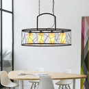 GobekUsa Classic Black Metal Rectangle Island Ceiling Light with 4 Hanging Lamps for Dining Room