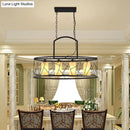 GobekUsa Classic Black Metal Rectangle Island Ceiling Light with 4 Hanging Lamps for Dining Room