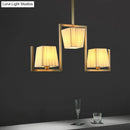 GobekUsa Classic Brass Island Pendant Light Kit with Rectangle Fabric Shade - 3 Lights Dining Room Lighting