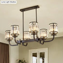 GobekUsa Classic Faceted Crystal 7-Light Black Pendant Lamp for Dining Room Island