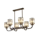 GobekUsa Classic Faceted Crystal 7-Light Black Pendant Lamp for Dining Room Island