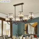GobekUsa Classic Faceted Crystal 7-Light Black Pendant Lamp for Dining Room Island