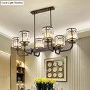 GobekUsa Classic Faceted Crystal 7-Light Black Pendant Lamp for Dining Room Island