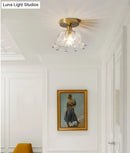 GobekUsa Classic Glass Ceiling Light Fixture w/ Brass Lamp Holder for Corridors
