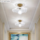 GobekUsa Classic Glass Ceiling Light Fixture w/ Brass Lamp Holder for Corridors