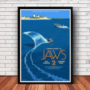 Classic black framed jaws movie poster canvas wall art living room by Decorbites