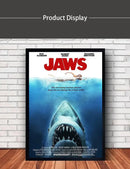Classic black framed jaws movie poster canvas wall art living room by Decorbites