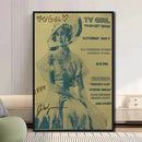 Retro neon tv girl art poster canvas bedroom wall decor