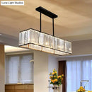 GobekUsa Clear Crystal Island Pendant Light - Minimalistic Rectangular Design, 4 Heads - Ideal for Living Room Ceiling