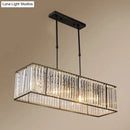 GobekUsa Clear Crystal Island Pendant Light - Minimalistic Rectangular Design, 4 Heads - Ideal for Living Room Ceiling
