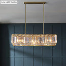 GobekUsa Clear Crystal Island Pendant Light - Minimalistic Rectangular Design, 4 Heads - Ideal for Living Room Ceiling