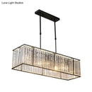 GobekUsa Clear Crystal Island Pendant Light - Minimalistic Rectangular Design, 4 Heads - Ideal for Living Room Ceiling