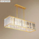 GobekUsa Clear Crystal Island Pendant Light - Minimalistic Rectangular Design, 4 Heads - Ideal for Living Room Ceiling