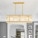 GobekUsa Clear Crystal Island Pendant Light - Minimalistic Rectangular Design, 4 Heads - Ideal for Living Room Ceiling