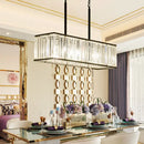 GobekUsa Clear Crystal Island Pendant Light with 5 Bulbs for Modern Dining Rooms