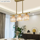 GobekUsa Clear Crystal Pendant Island Light - Elegant Hanging Fixture for Dining Room