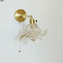 GobekUsa Clear Flower Glass LED Wall Lamp with Pull Chain Switch