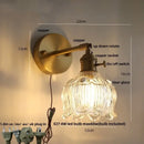 GobekUsa Clear Flower Glass LED Wall Lamp with Pull Chain Switch