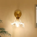 GobekUsa Clear Flower Glass LED Wall Lamp with Pull Chain Switch