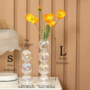 Vibrant stacked glass bubble vase living room decor by Decorbites