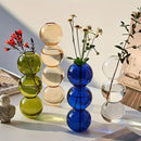 Vibrant stacked glass bubble vase living room decor by Decorbites