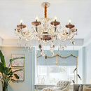 GobekUsa Clear Glass Chandelier Candelabra with Traditional Carving, Crystal Accents