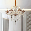 GobekUsa Clear Glass Chandelier Candelabra with Traditional Carving, Crystal Accents