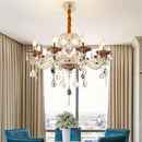 GobekUsa Clear Glass Chandelier Candelabra with Traditional Carving, Crystal Accents