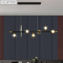 GobekUsa Clear Glass Molecular Island Chandelier - 4/6-Light Pendant in Black with Metal Ring Deco