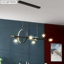 GobekUsa Clear Glass Molecular Island Chandelier - 4/6-Light Pendant in Black with Metal Ring Deco