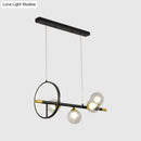 GobekUsa Clear Glass Molecular Island Chandelier - 4/6-Light Pendant in Black with Metal Ring Deco
