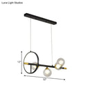 GobekUsa Clear Glass Molecular Island Chandelier - 4/6-Light Pendant in Black with Metal Ring Deco