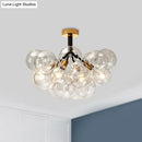 GobekUsa Clear Glass Semi Flush Ceiling Light with Contemporary Bubble Design for Foyer and Corridor Illumination