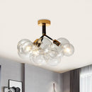 GobekUsa Clear Glass Semi Flush Ceiling Light with Contemporary Bubble Design for Foyer and Corridor Illumination