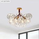 GobekUsa Clear Glass Semi Flush Ceiling Light with Contemporary Bubble Design for Foyer and Corridor Illumination