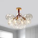 GobekUsa Clear Glass Semi Flush Ceiling Light with Contemporary Bubble Design for Foyer and Corridor Illumination