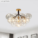 GobekUsa Clear Glass Semi Flush Ceiling Light with Contemporary Bubble Design for Foyer and Corridor Illumination