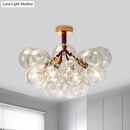 GobekUsa Clear Glass Semi Flush Ceiling Light with Contemporary Bubble Design for Foyer and Corridor Illumination