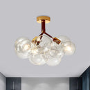 GobekUsa Clear Glass Semi Flush Ceiling Light with Contemporary Bubble Design for Foyer and Corridor Illumination