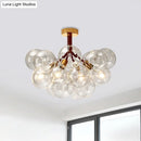 GobekUsa Clear Glass Semi Flush Ceiling Light with Contemporary Bubble Design for Foyer and Corridor Illumination