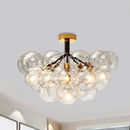 GobekUsa Clear Glass Semi Flush Ceiling Light with Contemporary Bubble Design for Foyer and Corridor Illumination