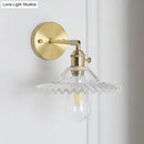 GobekUsa Clear Glass Wall Sconce - Industrial Brass Scalloped Design - Living Room Lighting Fixture
