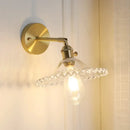 GobekUsa Clear Glass Wall Sconce - Industrial Brass Scalloped Design - Living Room Lighting Fixture