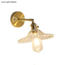 GobekUsa Clear Glass Wall Sconce - Industrial Brass Scalloped Design - Living Room Lighting Fixture
