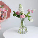 Clear nordic plastic vase with vertical ridges for living room
