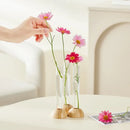 Minimalist wood and plastic test tube vase living room decor