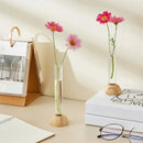 GobekUsa Clear Vase with Bamboo Base Tabletop Decoration