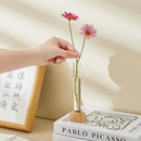 GobekUsa Clear Vase with Bamboo Base Tabletop Decoration
