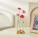 GobekUsa Clear Vase with Bamboo Base Tabletop Decoration